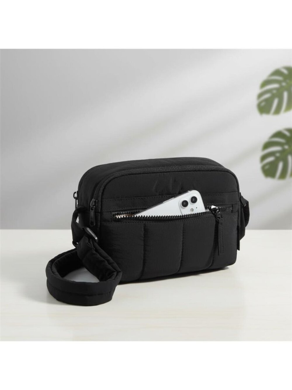 New Crossbody Bag for Women Puffy Nylon RFID Black Travel Shoulder Sling Purse